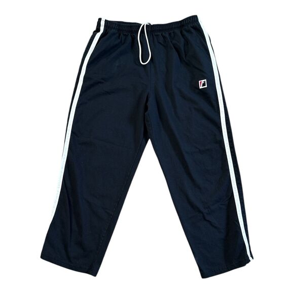 Vintage Franklin‎ Sport Track Pant Sweatpants Black W/ Stripe Baggy Y2k Wide - Picture 1 of 11